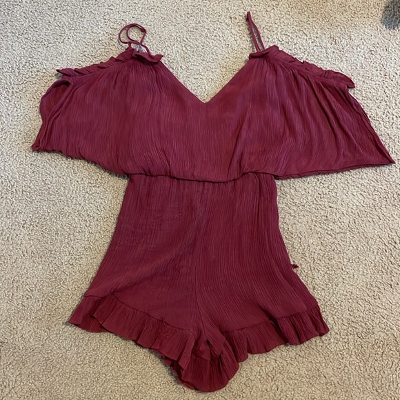 Maroon Ruffle Romper - Picture 2 of 3
